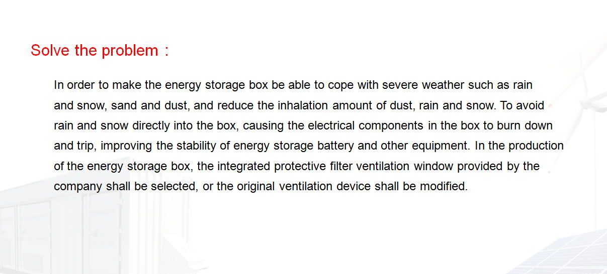 Integrated Solution of Ventilation And Heat Dissipation For Energy Storage Container